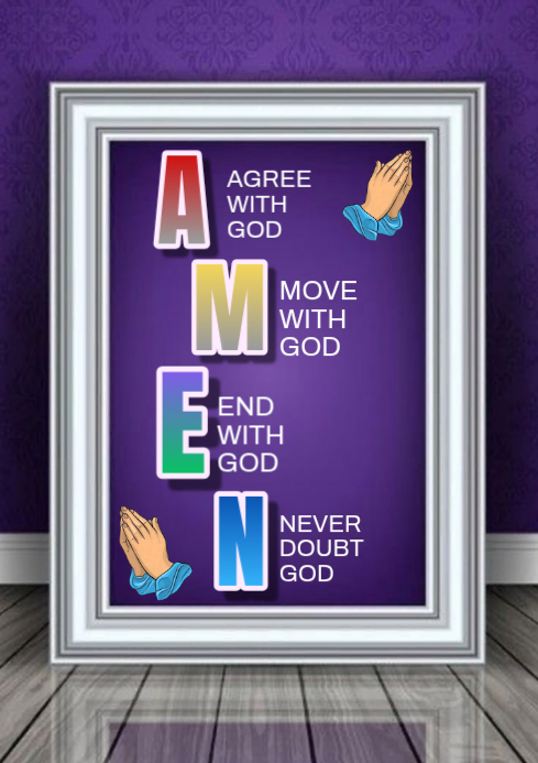 Amen Picture Purple Maximalist Amen Inspirational Faith Poster | Religious Wall Art ...
