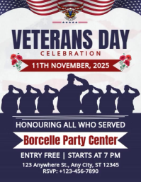 Purple Maximalist Americana Veterans Day Invitation Flyer (us Letter) template