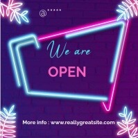 Purple Maximalist Animated Neon "we Are Open Instagram Template" Instagram Post