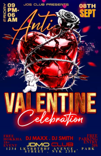 Purple Maximalist Anti Valentine Club Night Half Page Wide template