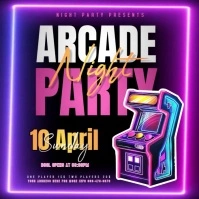 Purple Maximalist Arcade Night Party Instagram Post template
