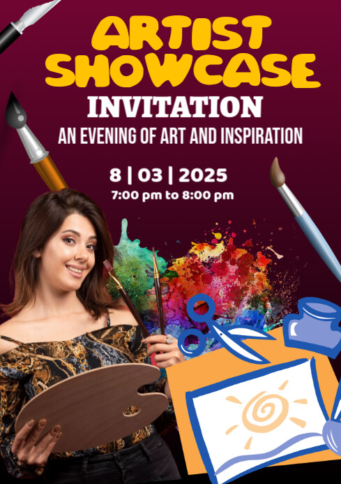 Purple Maximalist Art Showcase  A1 template