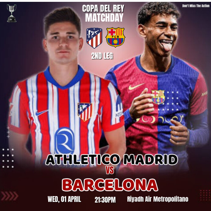 Copy of Purple Maximalist Atletico Madrid Vs Barcelona Copa Del Rey ...