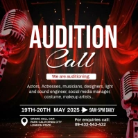 Purple Maximalist Audition Call Template Design Flyer Instagram Post