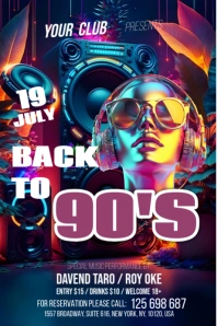 Purple Maximalist Back To 90's Disco Banner 4' × 6' template