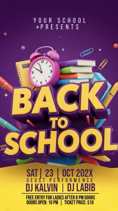 Purple Maximalist Back To School Instagram Reel template
