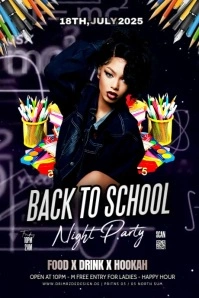 Purple Maximalist Back To School Party Banner 4' × 6' template