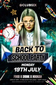 Purple Maximalist Back To School Party Banner 4' × 6' template