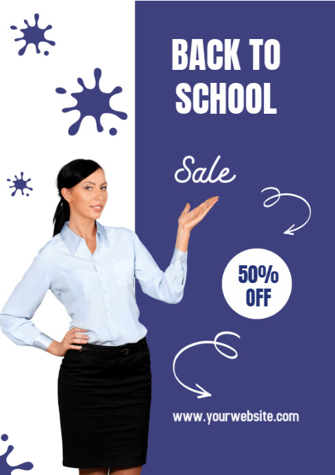 Purple Maximalist Back To School Sale Flyer  A4 template