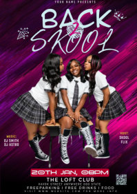Purple Maximalist Back To Skool Party 2026 A4 template