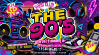 สีม่วง 90s Music Event Ecrã digital Template