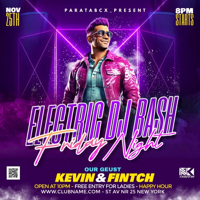 Purple Maximalist Bar dj party Square (1:1) template