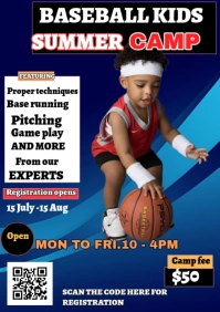 Purple Maximalist Baseball Camp  A4 template