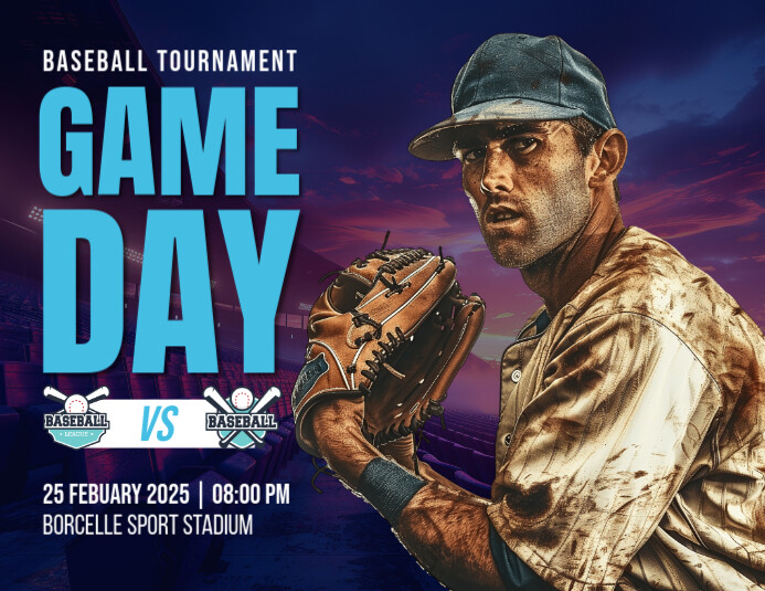 Purple Baseball Game Day Flyers Template | PosterMyWall