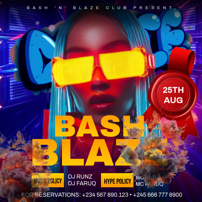 Purple Maximalist Bash Blaze – Ultimate Night Party & Club Flyer Template Instagram Post Iphosti le-Instagram
