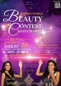 Purple Maximalist Beauty Contest  A4 template