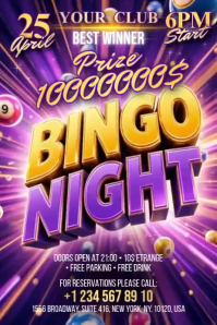 Purple Maximalist Bingo Night Event Banner 4' × 6' Video Banier 4’×6’ template