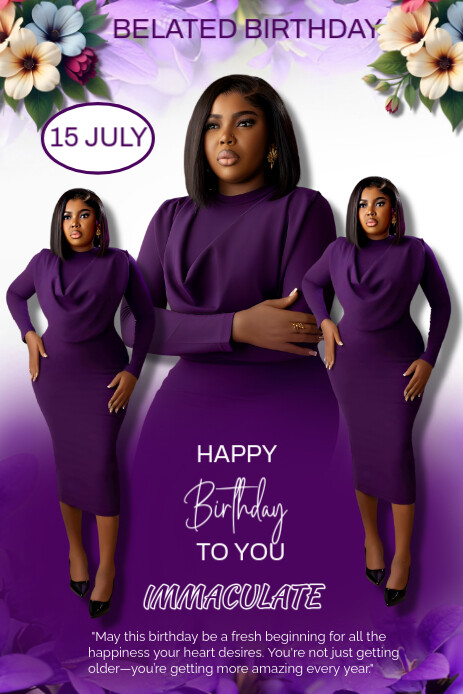 Purple Maximalist Birthday Celebration  Pinterest Graphic template