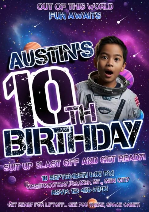 Purple Maximalist Birthday Invitation Template A4