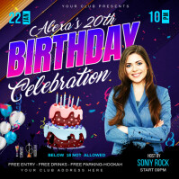 Purple Maximalist Birthday Night Party Instagram Post template