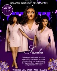 Purple Maximalist Birthday Video Celebration  Instagram Portrait template