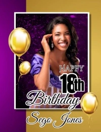 Purple Maximalist Birthday Video Flyer (us Letter) template