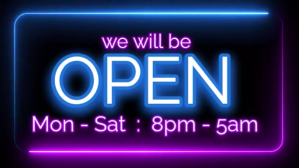 Purple Business Hours Announcement Digital Display Template