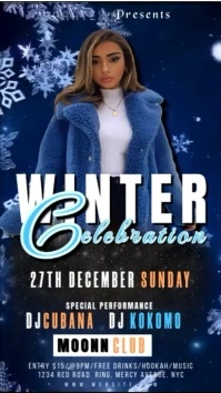 Purple Maximalist Blue Maximalist Winter celebration Digital Display (9:16) template