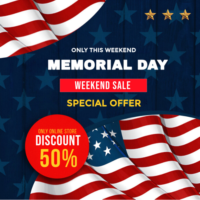 Purple Maximalist Blue Memorial Day Instagram Post Template | PosterMyWall