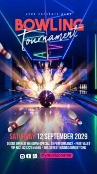 Purple Maximalist Bowling Tournament Design Template Instagram Story