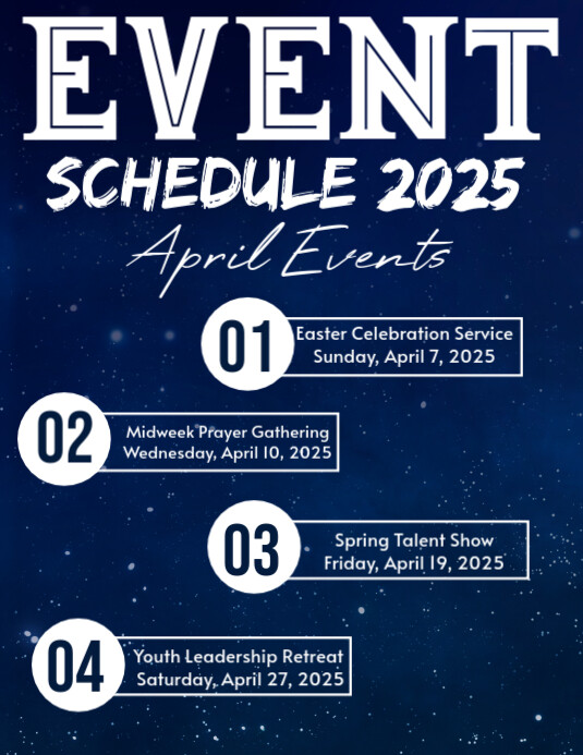 Purple Maximalist Calendar Of Upcoming April Events Schedule Flyer ...