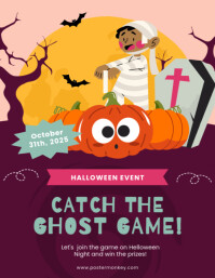 Purple Maximalist Catch The Ghost Game Flyer (us Letter) template