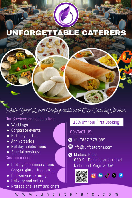 Purple Maximalist Catering Events Flyer Ad Po Template | PosterMyWall