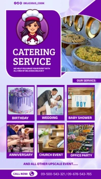 Purple Maximalist Catering Services Promotion История на Instagram template