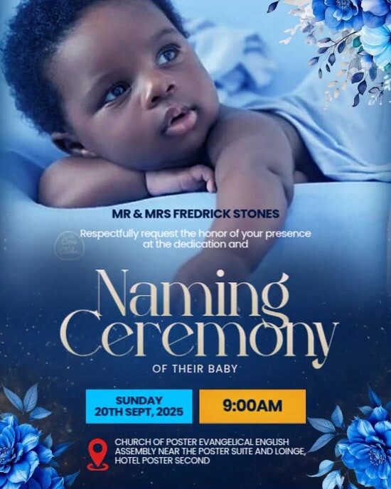 Purple Maximalist Child Dedication And Naming Ceremony Flyer  Instagram Portrait template