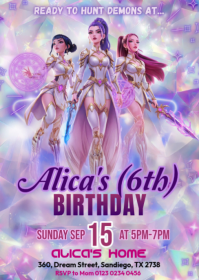 Purple Maximalist Children's Birthday Party Invitation A6 template