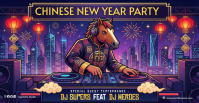 Purple Maximalist Chinese New Year Party Facebook Event Cover template