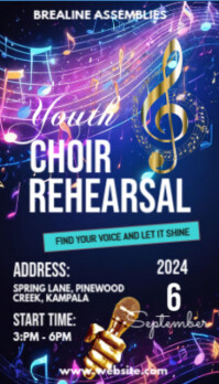 Purple Maximalist Choir Rehearsal Business Card Visitkort template