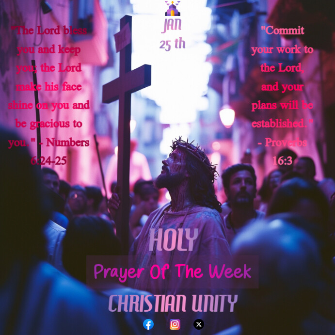 Purple Maximalist Christian Unity Prayer Poster With Bible Verses ...