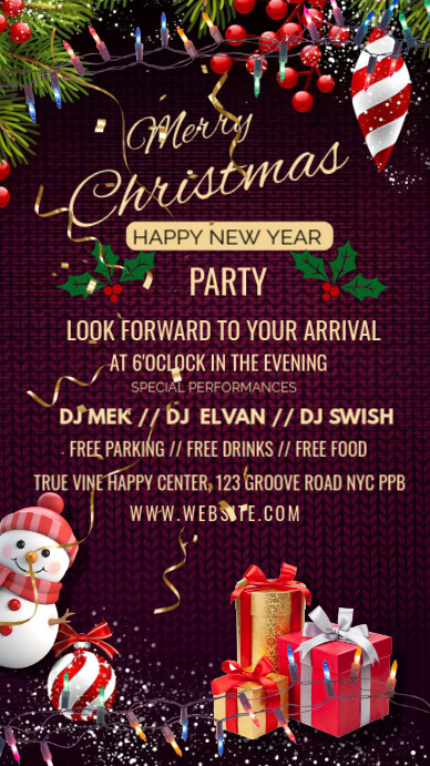 Purple Maximalist Christmas Party Instagram Story Template | PosterMyWall
