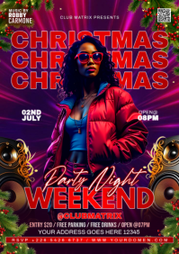 Purple Maximalist Christmas Party Night  A4 template