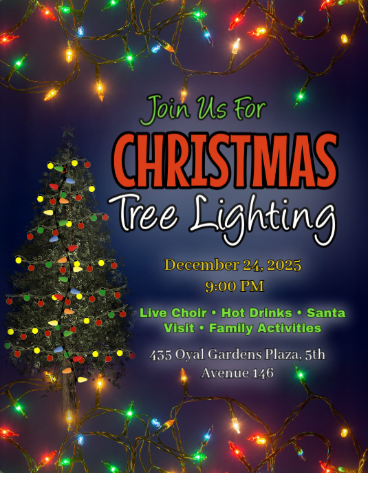 Purple Maximalist Christmas Tree Lighting Flyer Flyer (us Letter ...