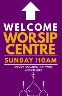 Purple Maximalist Church And Community Center Sign Boards Tabloid template