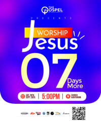Purple Maximalist Church Countdown Flyer  Instagram Portrait template
