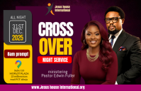 Purple Maximalist Church Cross Over Service Flyers  Tabloid template