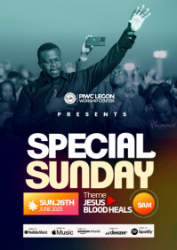 Purple Special Sunday Church Event A4 Template