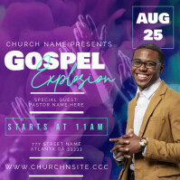 Purple Maximalist Church Gospel Explosion Event Detials Instagram Post template