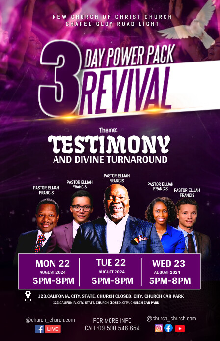 Revival Program Purple Maximalist Church Revival And Programs Template | PosterMyWall