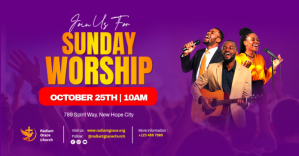 Purple Sunday Worship Event Facebook Shared Image Template