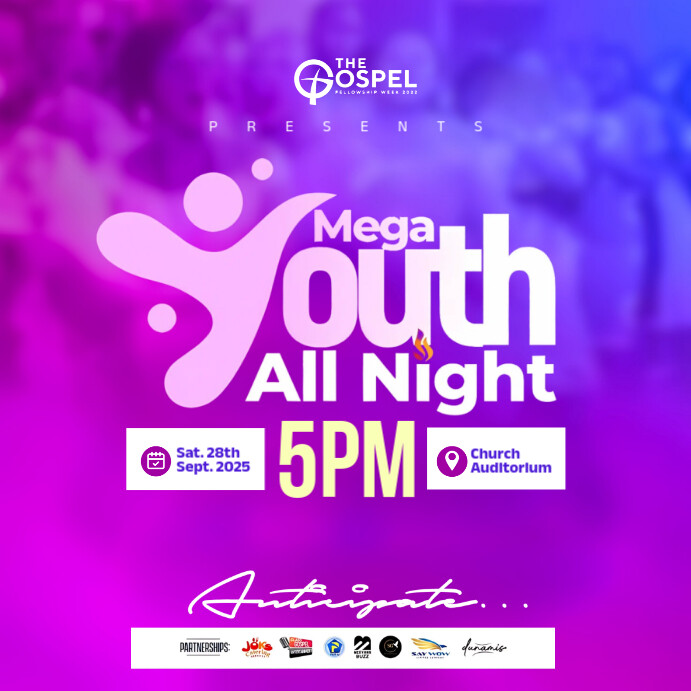 Purple Maximalist Church Watchnight Flyer  Instagram Post template